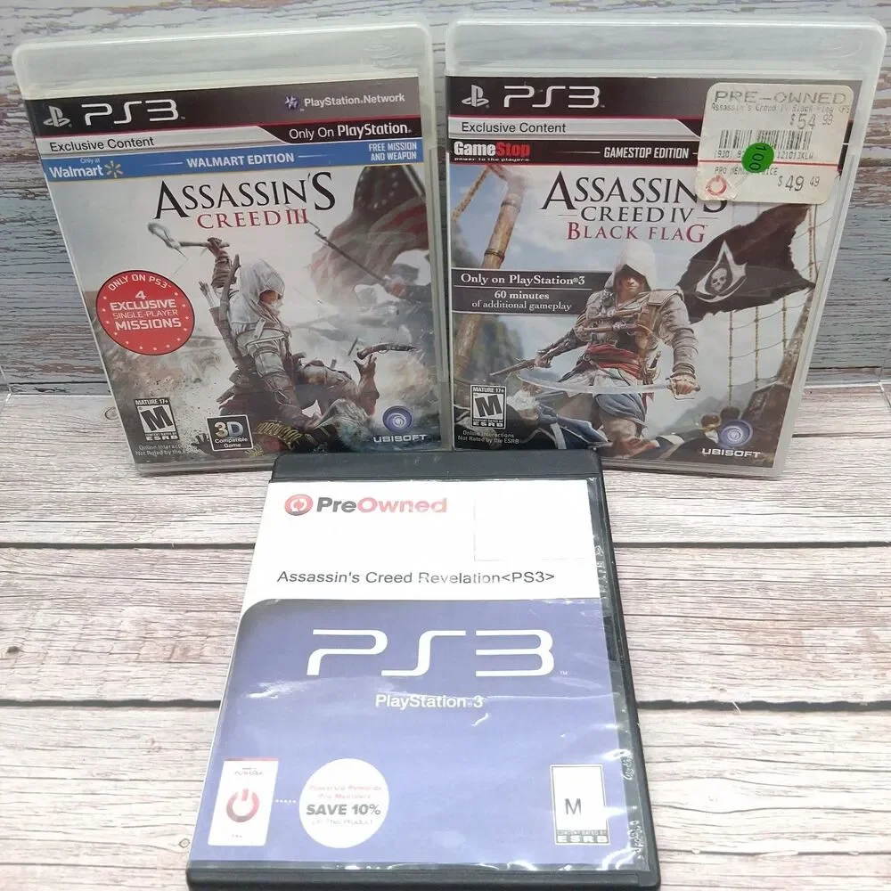 Lot of 3 PlayStation 3 Assassins Creed Games (IV Black Flag - III - Revelation)